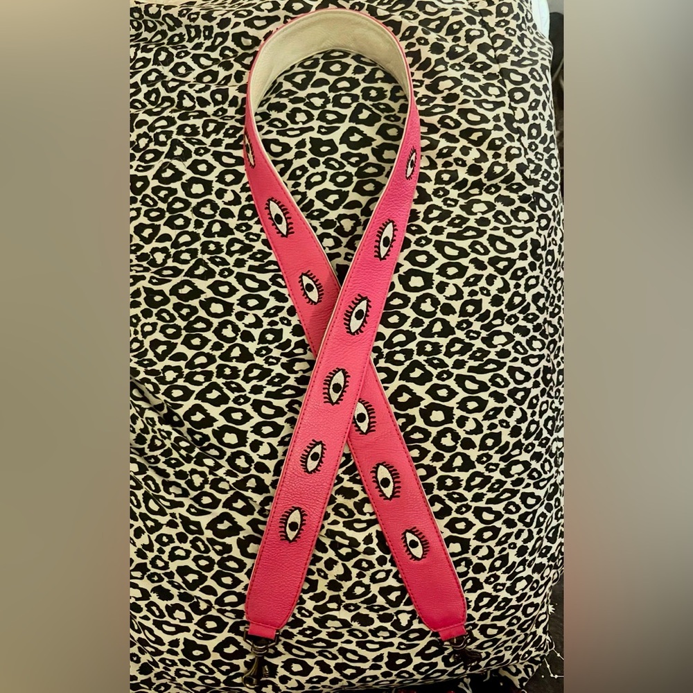 Min & Mon Purse Strap in Fuchsia  All Over Eyes Pattern